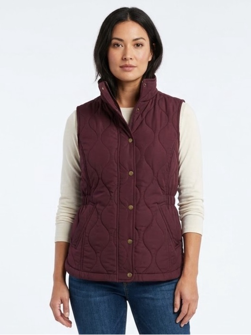 TALBOTS Women’s Quilted Sleeveless Vest in Burgundy XS